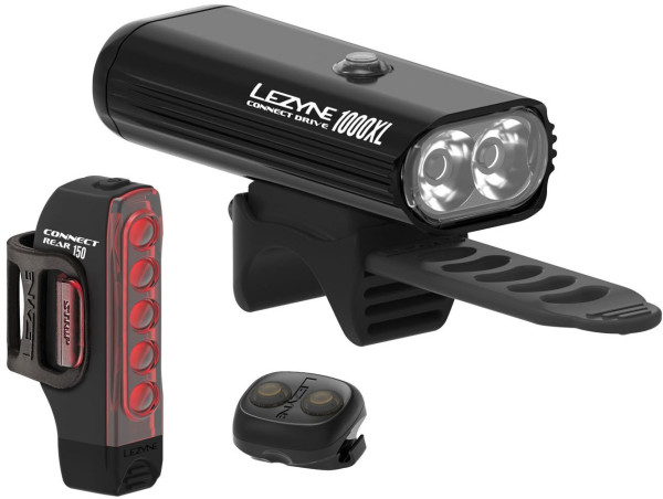 Lezyne Connect Drive Pro 1000XL / Strip Connect Pair Black, 1000/150Lm, 8/11 Mode, USB