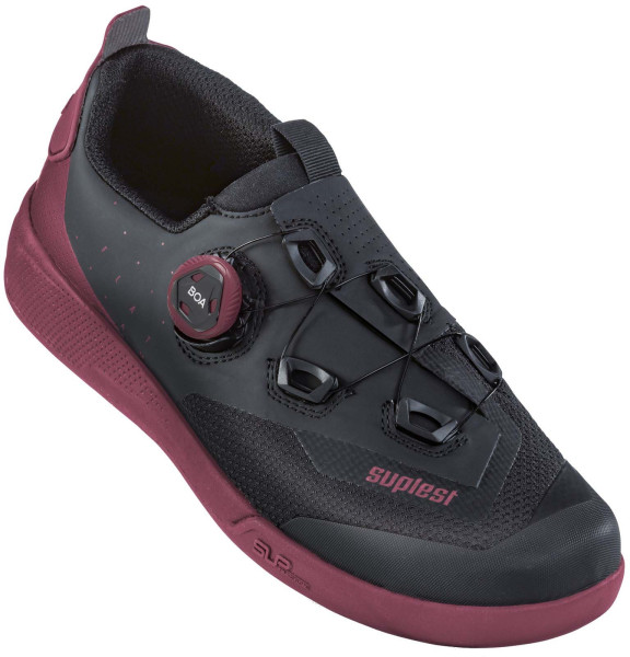 Suplest Schuhe Flatpedal Pro BOA L6, Suptraction, Black/Red Plum