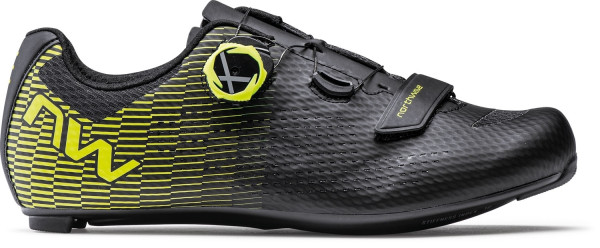 Northwave Schuhe Storm Carbon 2, 42, SS24, Road, Black/Yellow Fluo