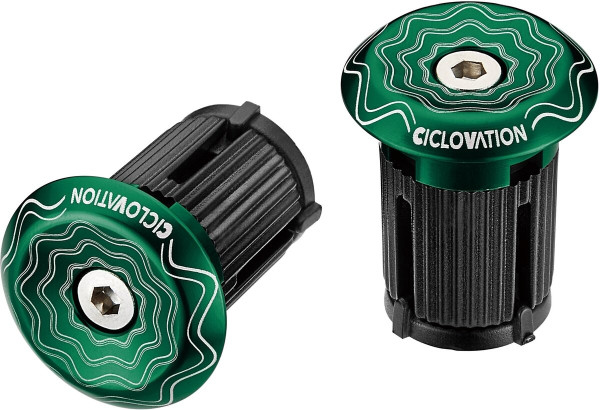 Ciclovation Lenkerendkappen Vortex AL Power Wave, Alu, Natural Green